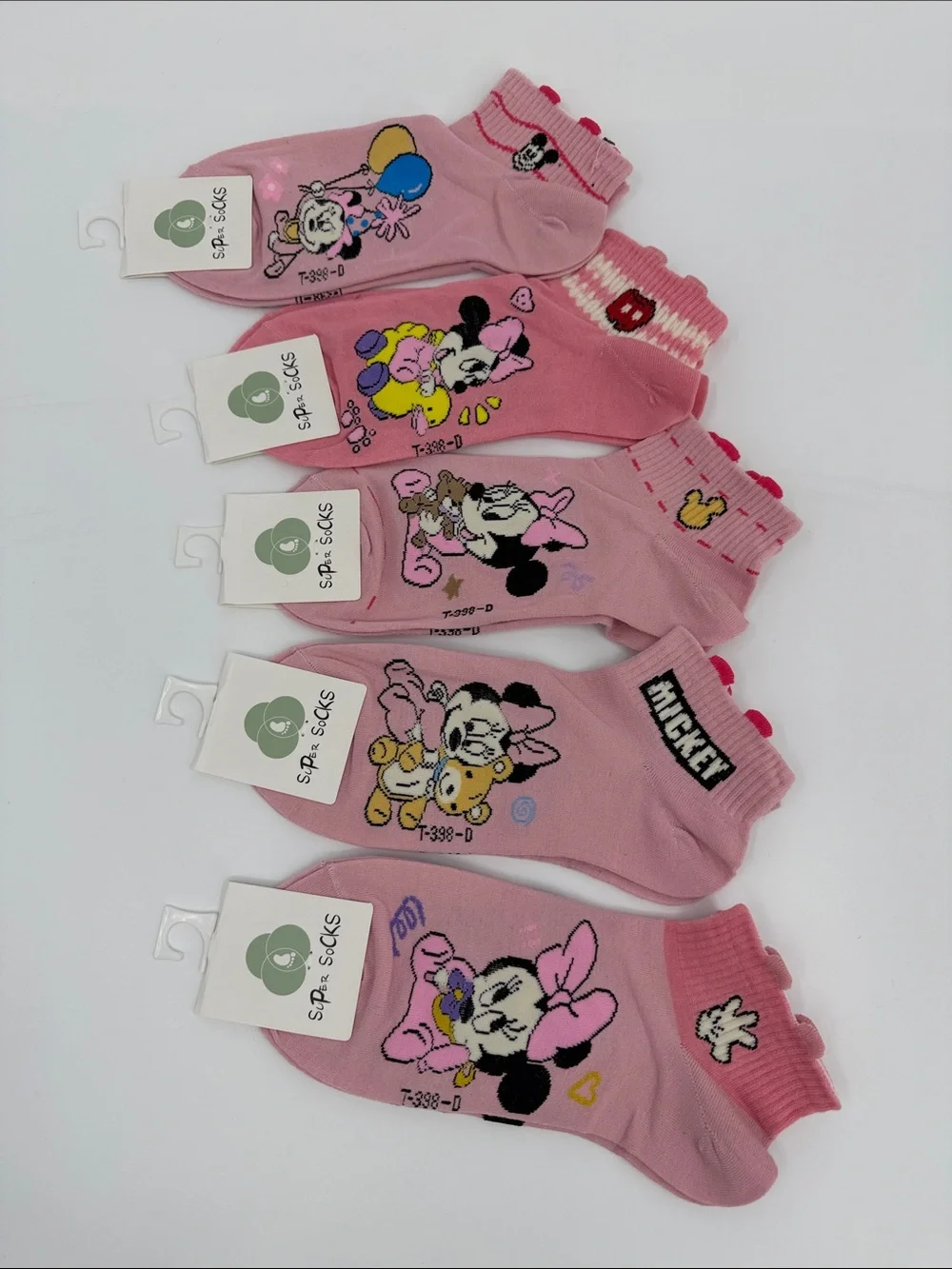 Cute Pink Minnie Mouse Socks - Pack of 5